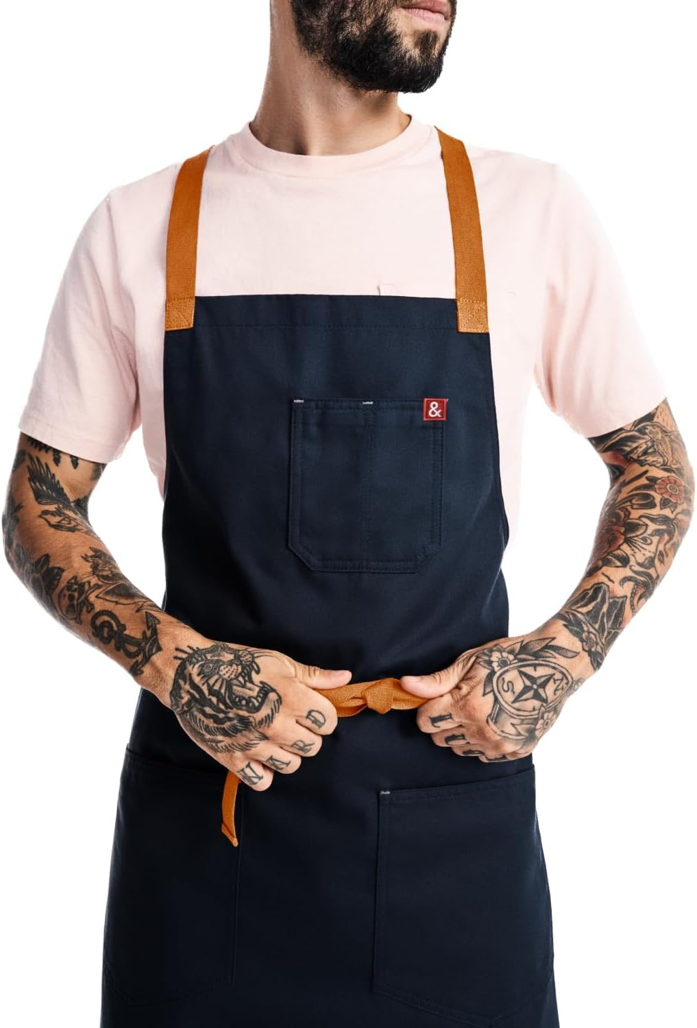 Crossback Apron - Crossback Chef Apron with Pockets - 100% Cotton Twill, 8oz - Midnight Blue
