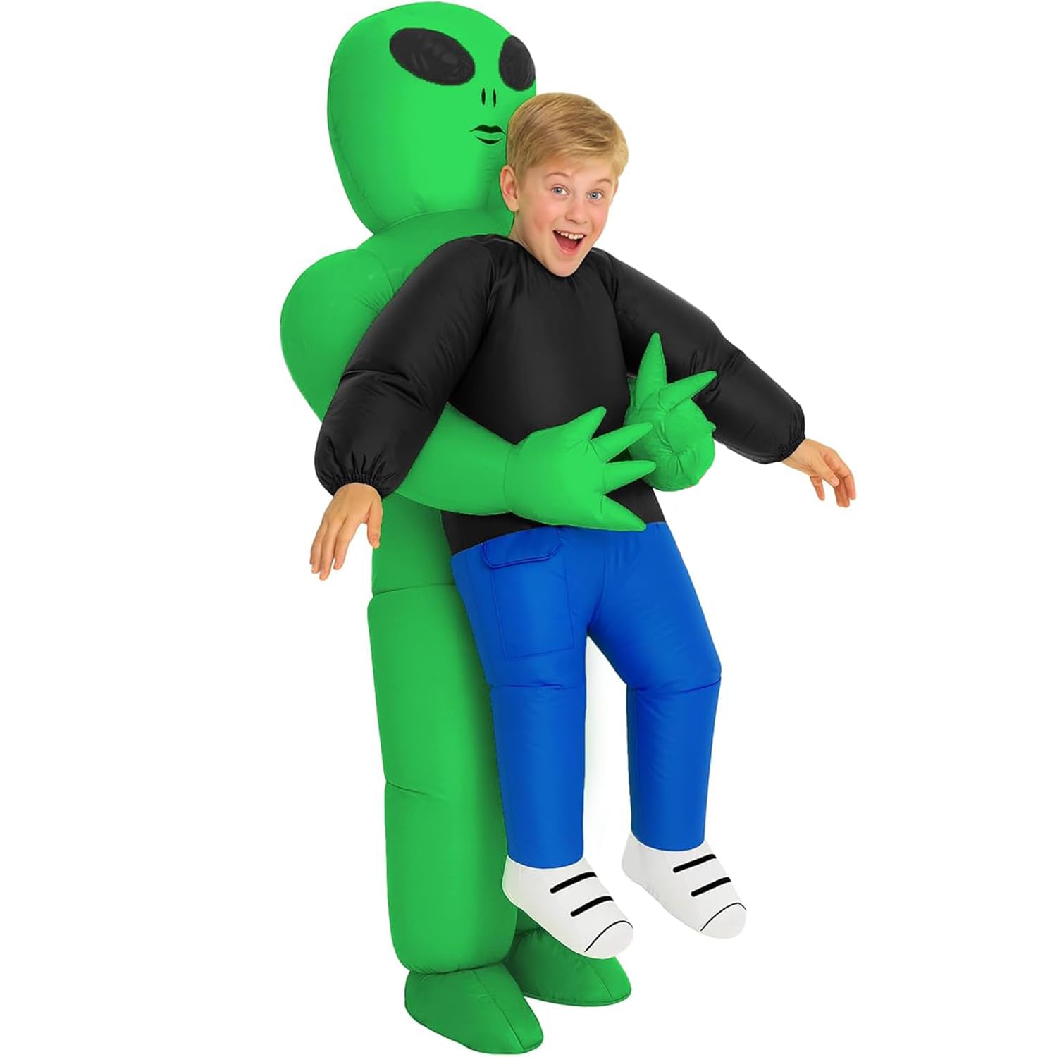 GGEROU Inflatable Dinosaur Costume Adults & Kids Riding T Rex Dinosaur Inflatable Costume Blow up Halloween Costume Funny Party for Halloween Cosplay Parties Kids，Alien