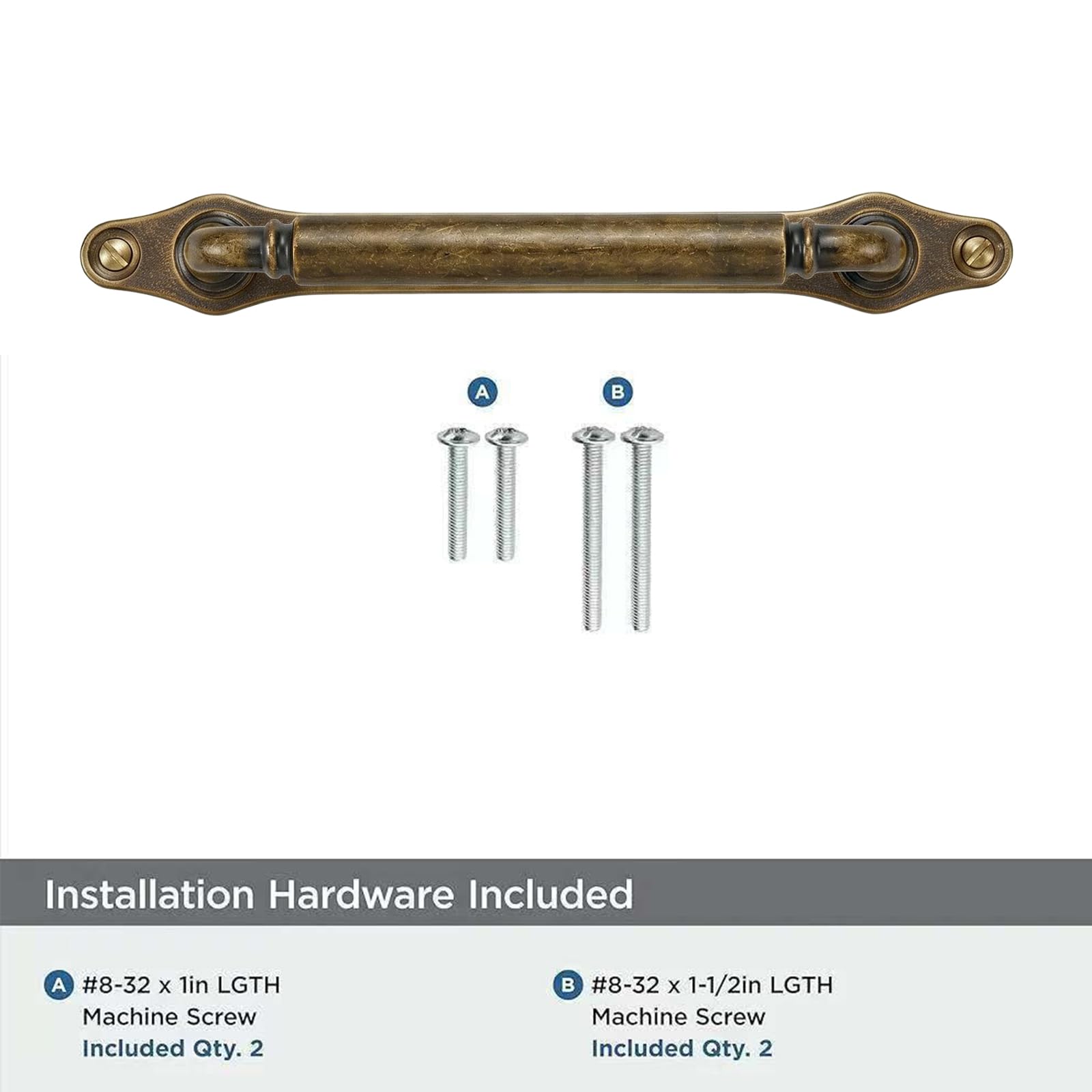 KHTUMEWARE-279BP Antique Brass Cabinet Pulls CTC 3 in (76 mm) 5-Pack in Antique Brass — KHTUMEWARE