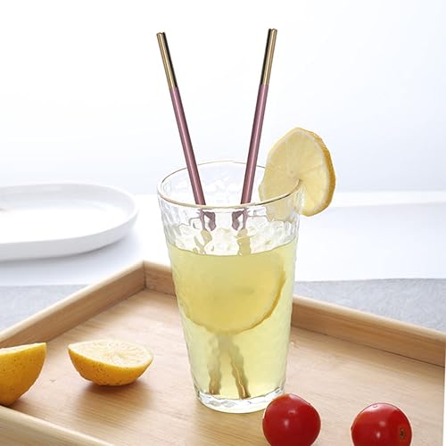 Miniatura 3 de Pajitas de metal reutilizables de acero inoxidable, popotes de metal reutilizables extralargos, pajitas de metal rectas, rosas, 5 piezas.