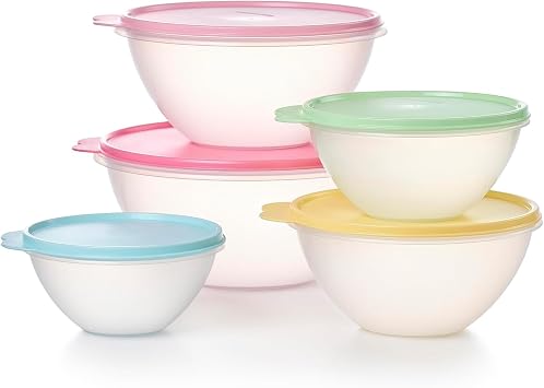 Tupperware Wonderlier 10-Piece Vintage Pastel Set (5 Bowls + 5 Lids)