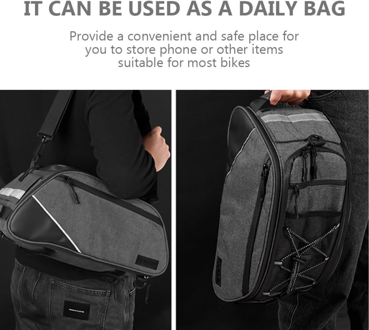 BESPORTBLE Bike Storage Bag Capacity Bicycle Saddle Pouch with Reflective Strips Durable Cycling Accessories for Mountain and Road Bikes