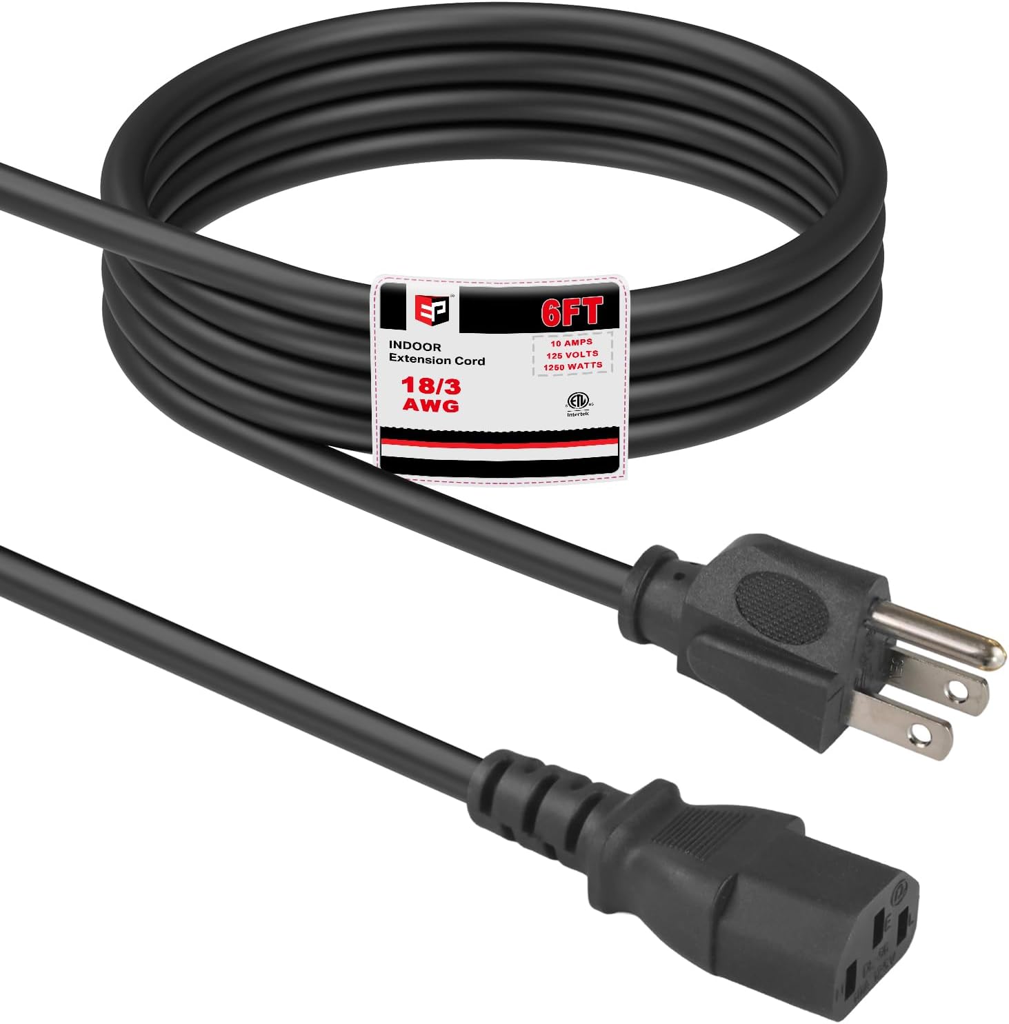 EP 6 Ft PC Power Cord, 3 Prong 10 Amps 125 Volts Instant Pot Cord Replacement Power Cable for Kitchen Appliances Microwave, Pressure Cooker, Microwave, TV, Computer, Printer, Radio Black
