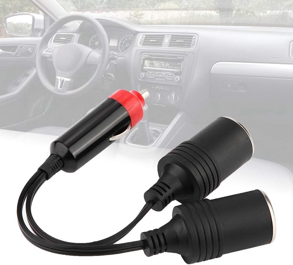 GTIWUNG 2 stuks sigarettenaansteker, verlengkabel, auto, sigarettenaansteker, stekker op bus, DC 12 V, 24 V, adaptersplitter 1 tot 2 splitter met ledlampen, mannelijke stekker met stofafdekking