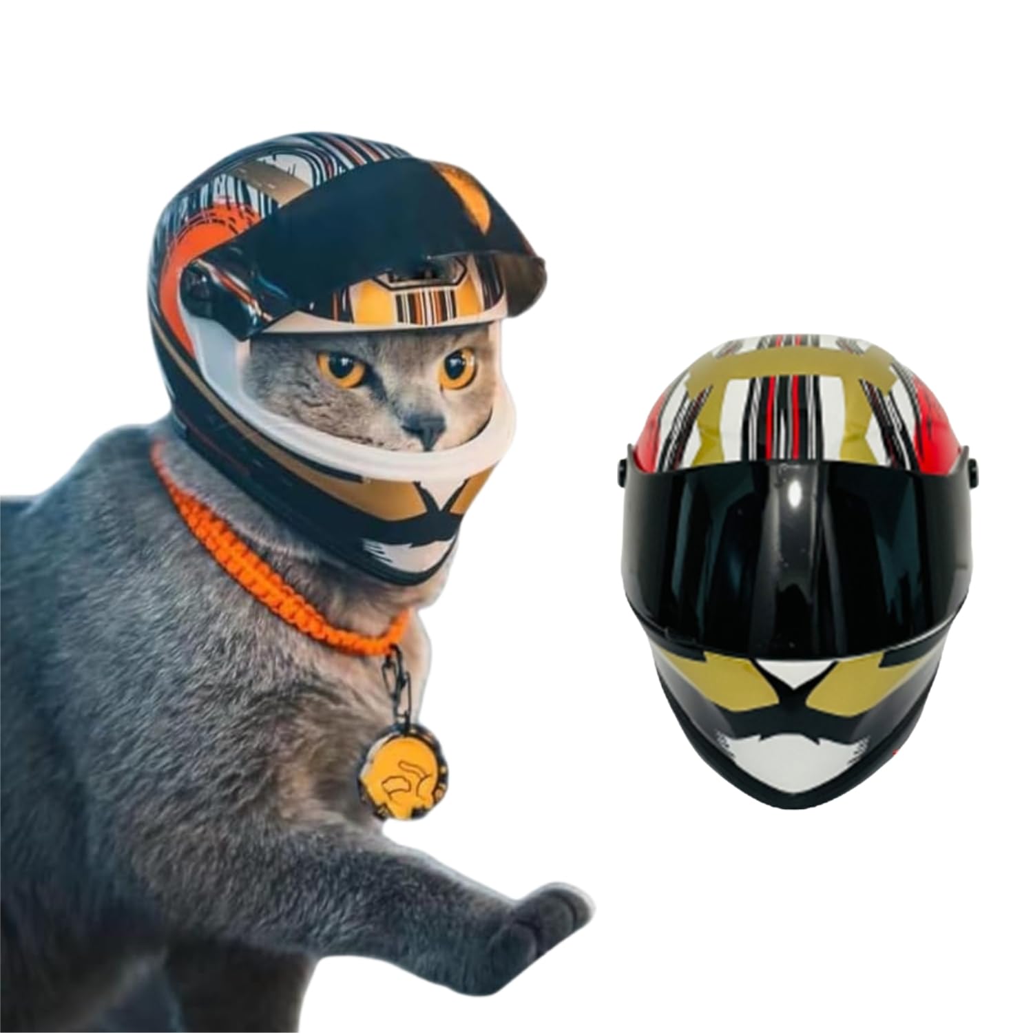 FORZENA Dog Motorcycle Helmet Cat Full Face Motorcycle Helmet Outdoor Motorcycle Bike Riding Helmet Hat for Doggie Puppy Kitten Pet Supplies Racing Car Fan Collectible Small Gift (Red)