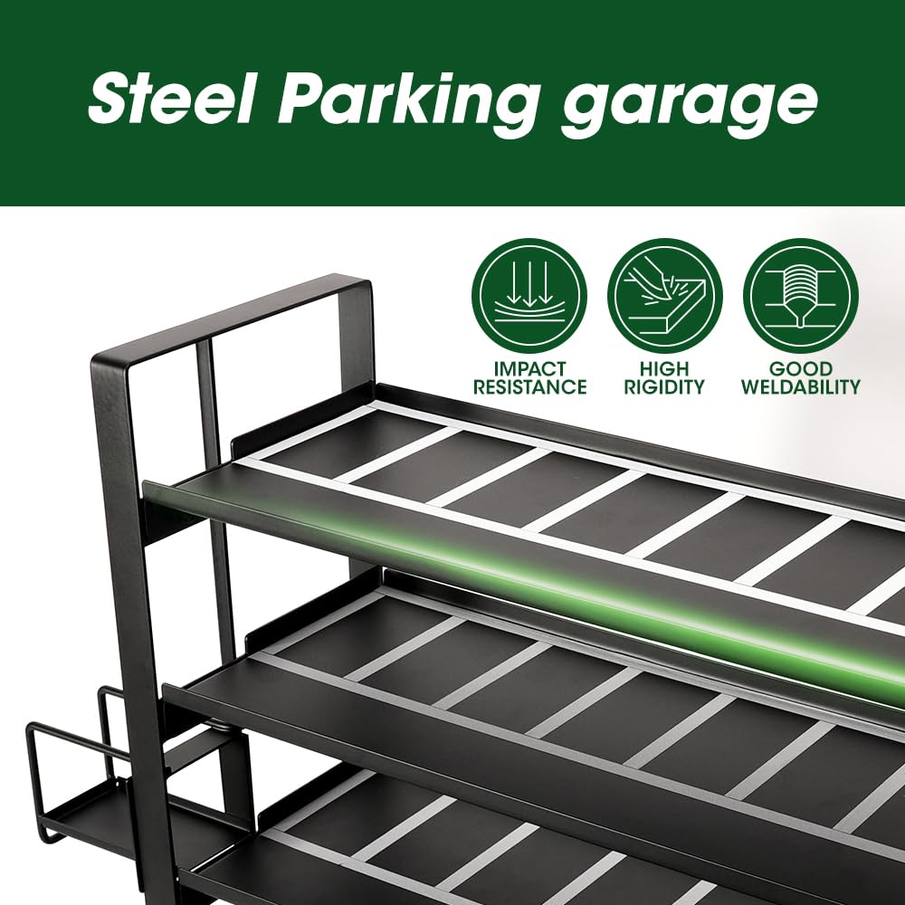 J JACKCUBE DESIGN Hot Wheels & Matchbox Display Case - 5-Tier Steel Toy Car Storage Organizer with Elevator System, Holds 40-60 1/64 Scale Diecast Cars - MK952A