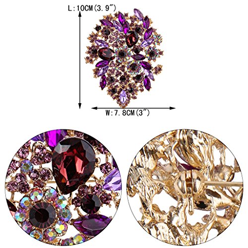 Image of EVER FAITH Women's Austrian Crystal Vintage Style Flower Leaf Cluster Brooch Pendant