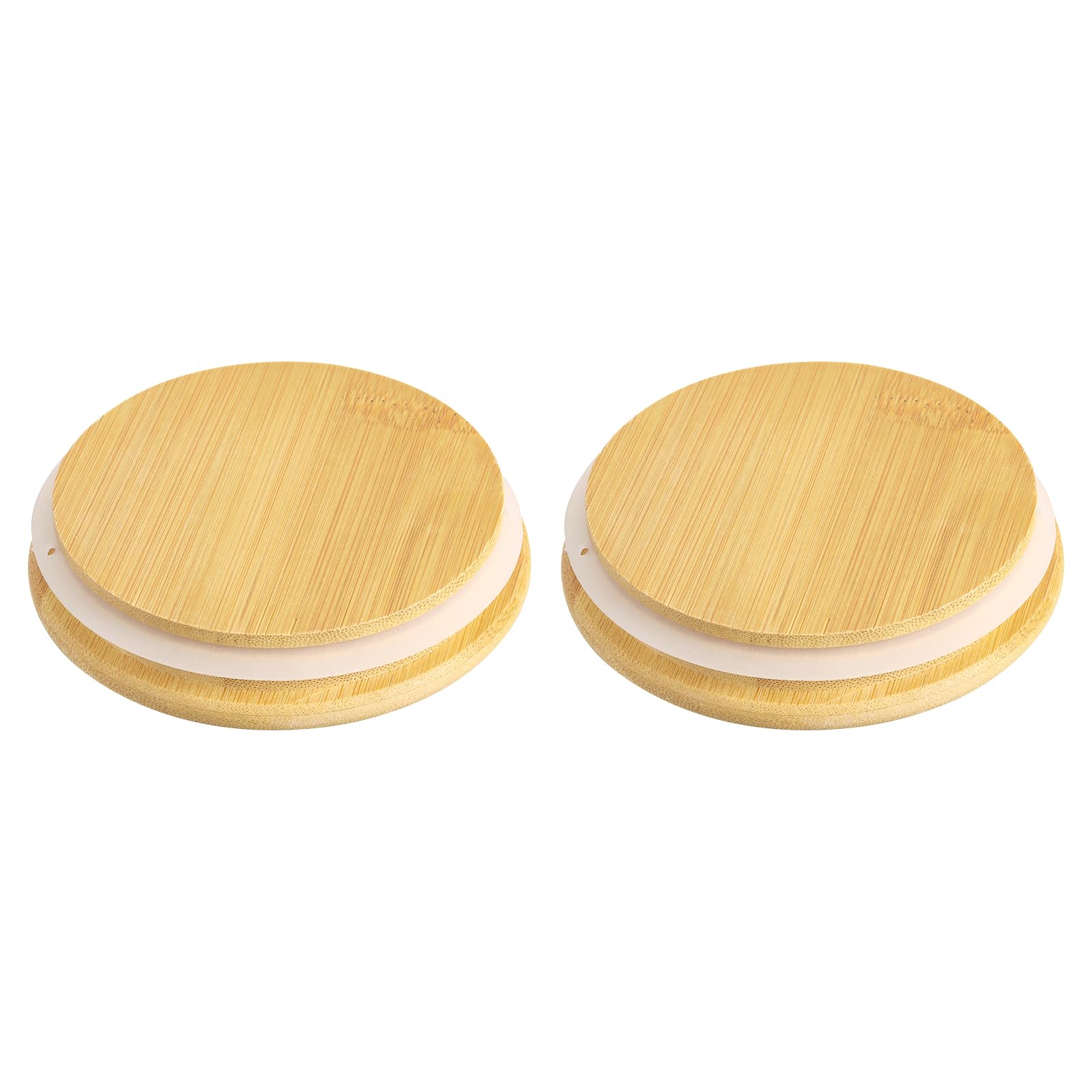2 Couvercles Bambou Sourcing Map - 8.2cm Pour Bocaux Mason, Joint Silicone Inclus