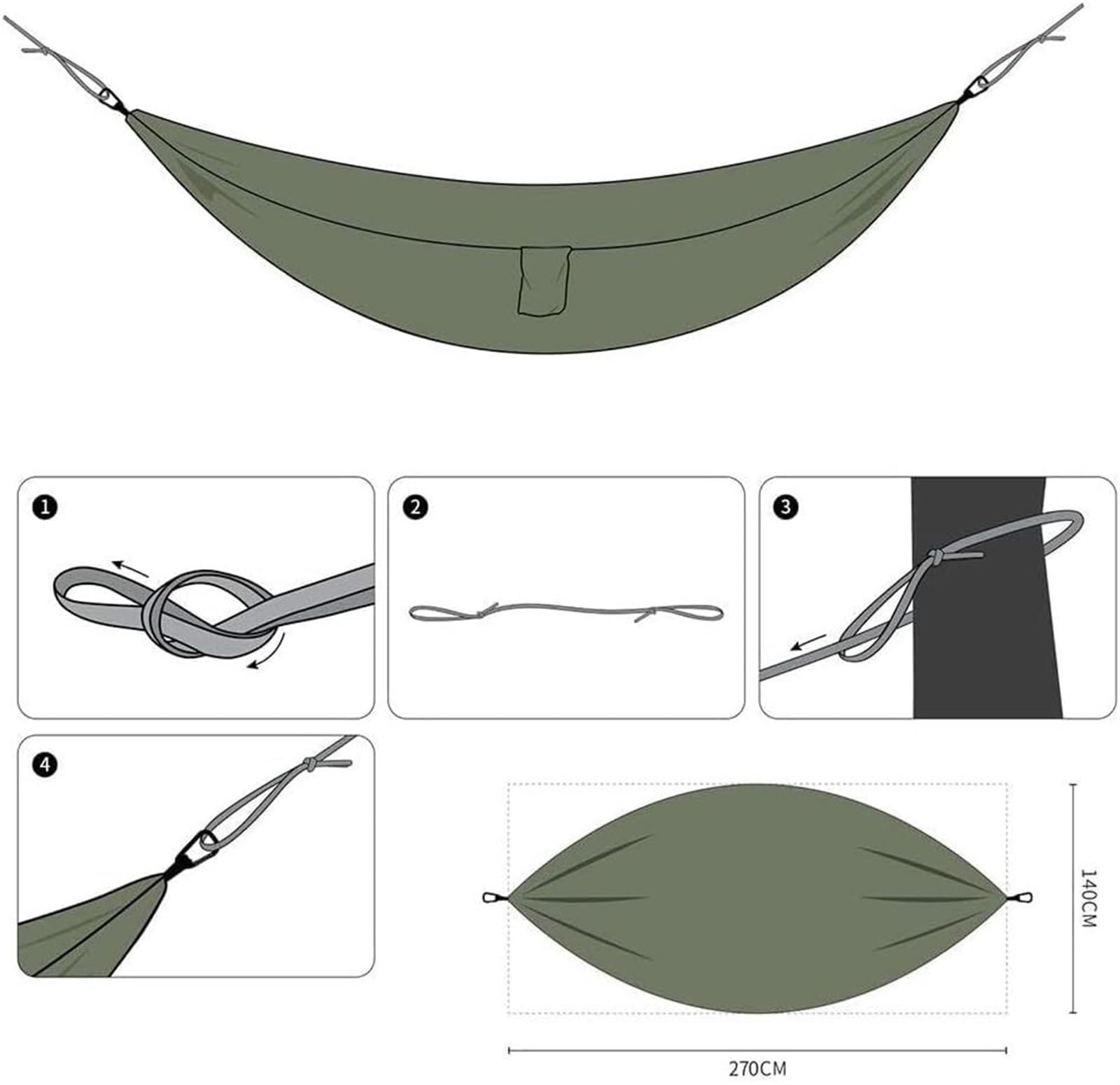 Amaca da campeggio portatile per escursionismo, viaggio | 270x140 cm