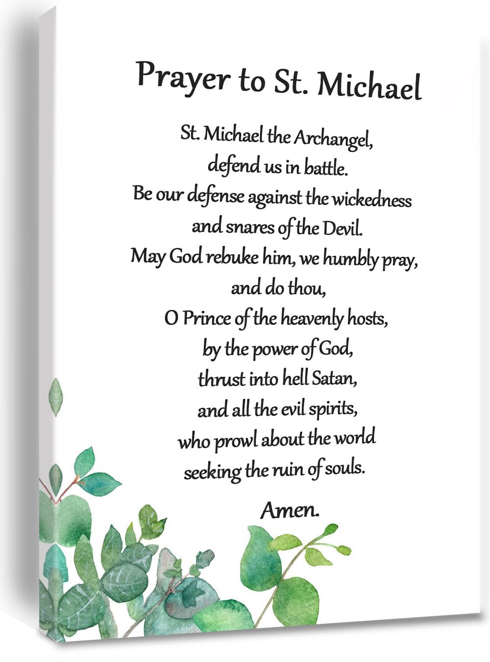 Prayer to St Michael Wall Art Decor Christian Prayer Canvas Print Painting for Living Room Home Office Bedroom Decor Framed 8 * 12 inch