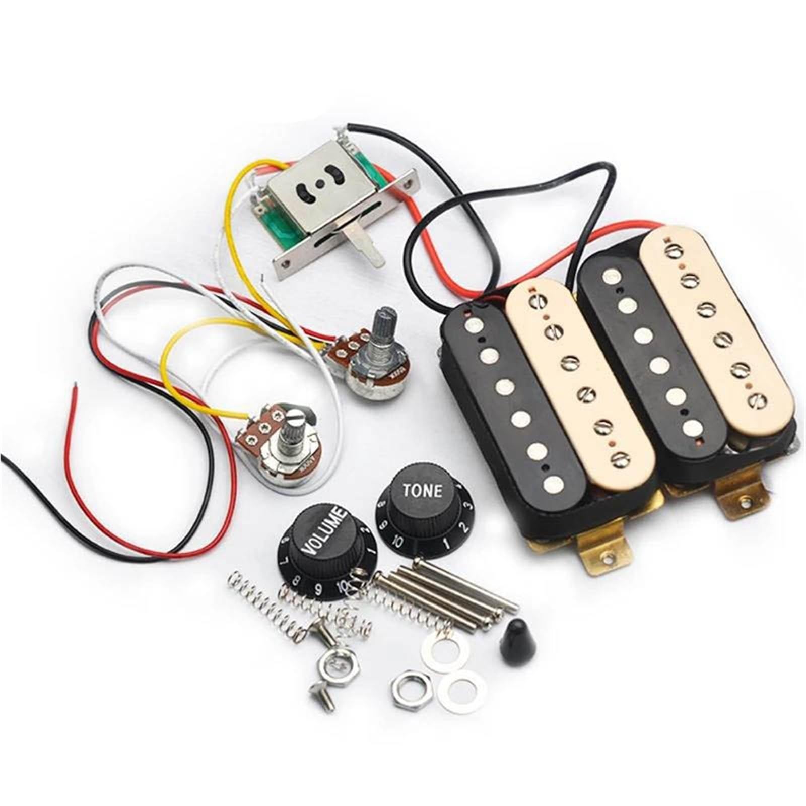 Pastillas De Guitarra Con Interruptor De 3 Vías Potenciómetro De 500 K Arnés De Cableado 1T1V