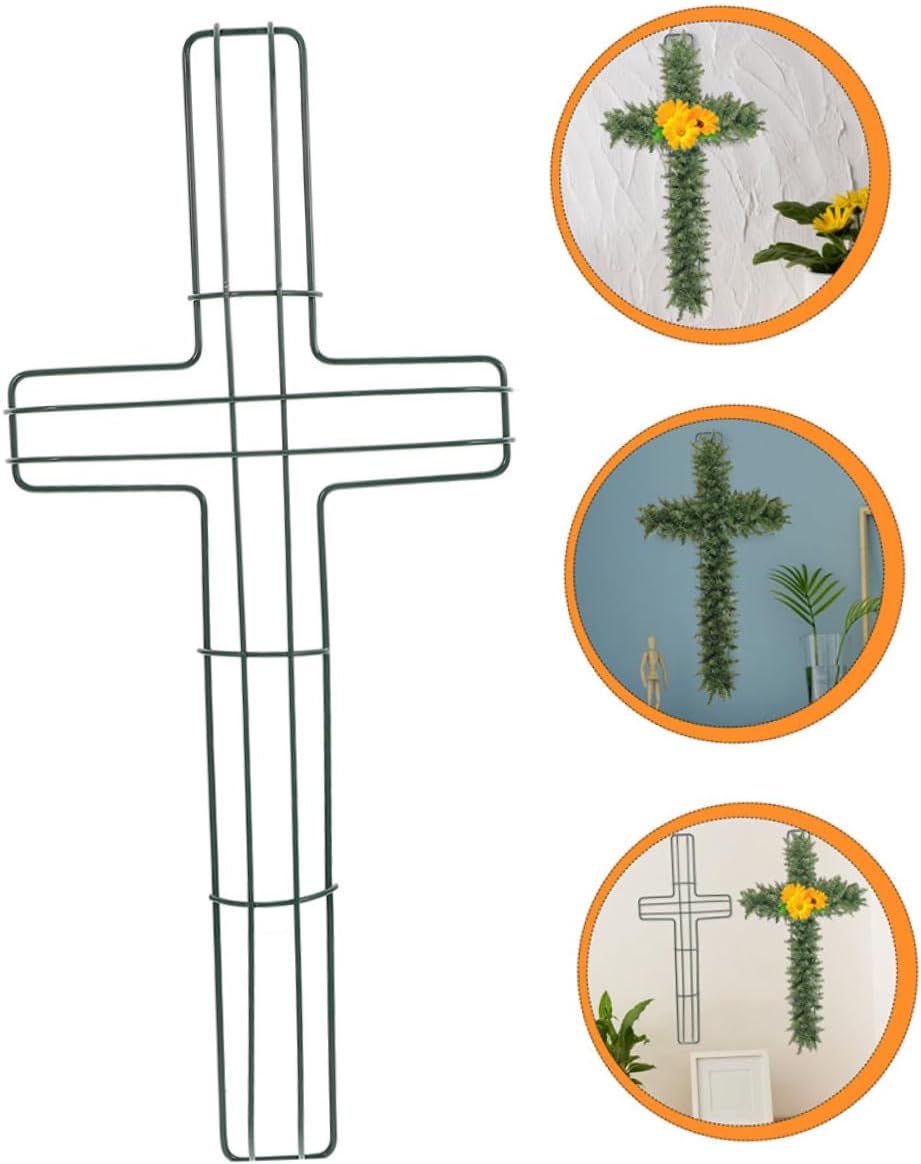 5Pcs Cross Metal Wreath Frame Floral Cross Shaped Wire Form for Flower Garlands Decorations Indoor Outdoor Use Easy Installation for Crafts and Home Decor