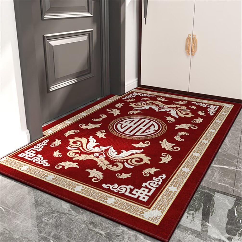 Tapis motif floral oriental rouge pour grand tapis chambre garçon 140x200