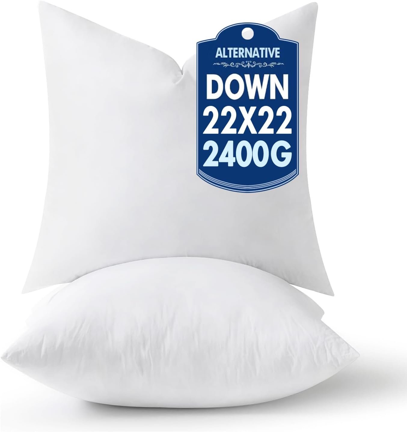 MIULEE 22x22 Pillow Inserts,Down Alternative Pack of 2 Euro Decorative Throw Pillows for Sofa Couch Bed, Ultra Soft Fluffy Bed Sleeping Form 2 22x22Inch