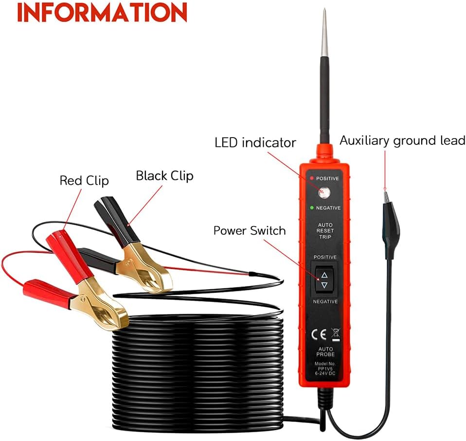 BOHISEN 2pcs Multifunctional Car Circuit Tester, 6-24V DC and 3.5-36V DC Automotive Power Circuit Tester, Electric Test Pen for Car Battery Polarity Continuity Fuses