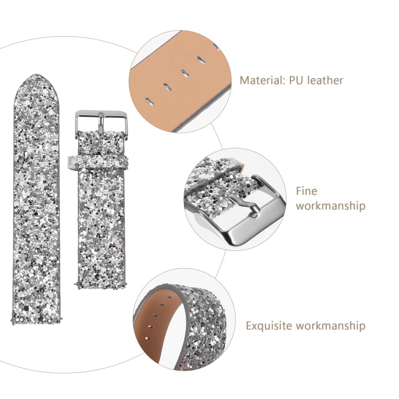 Artibetter 3 Pièces Sangle 3 Bandes Bracelet De Montre Bling Ceinture De Montre De Remplacement Bracelet De Remplacement De Montre-bracelet Montre De Remise En Forme Bracelet Femme Faux Cuir