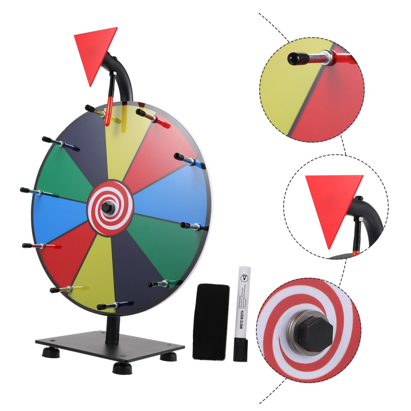 FRCOLOR Premium Gewinnrad zum Drehen mit Abwischbarer Oberfläche und Kompakter Bauweise aus Edelstahl und Kunststoff für Karneval und Klassenzimmer