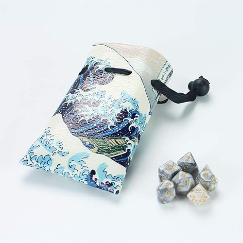 Miniatura 3 de QIELIZI DND Bolsa para dados, PU Cuero funda para dados de dragón, con set de 7 dados, perfecto para calabozos y dragones RPG D&D dados, monedas y