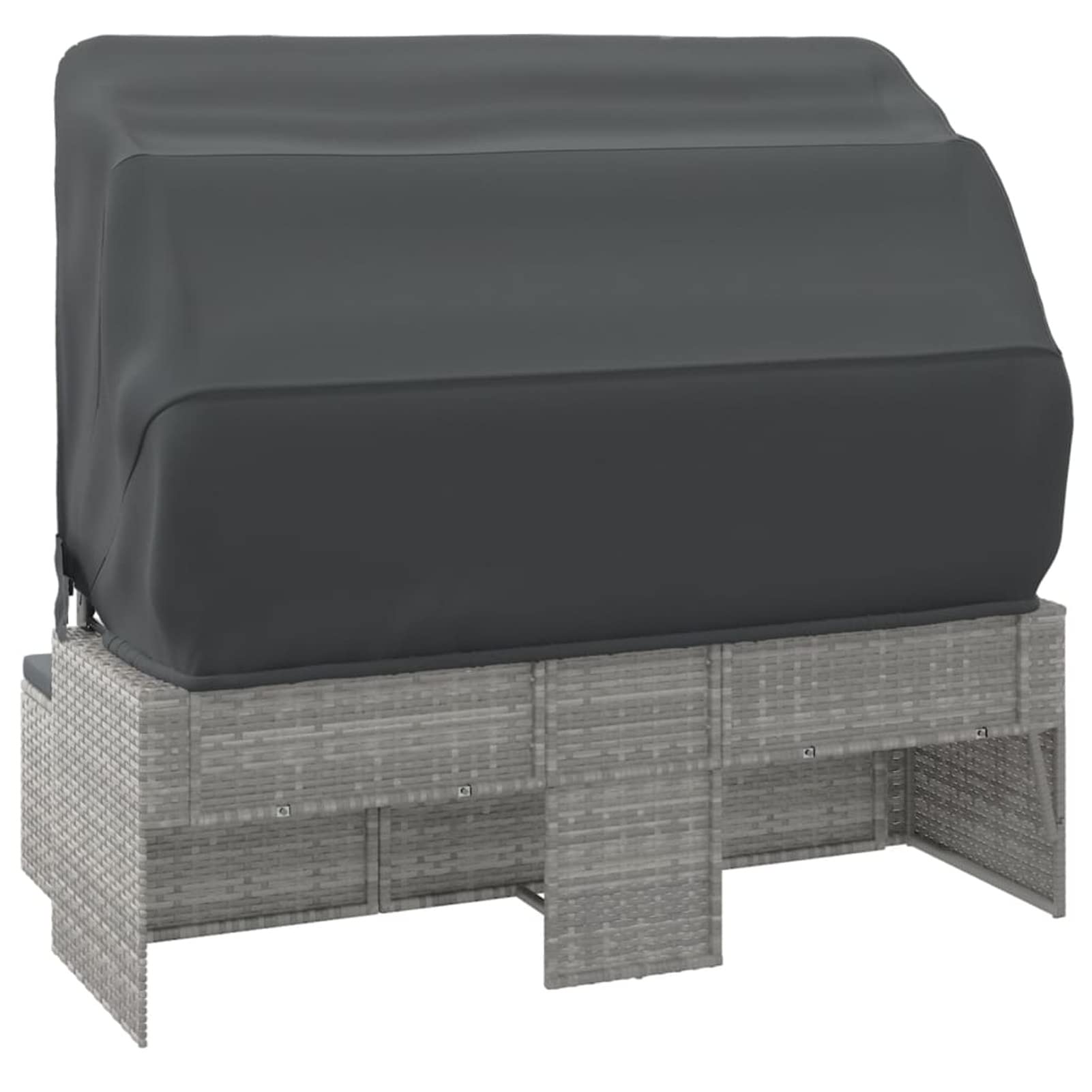 ZEYUAN Divano Giardino 3 Posti Tetto e Poggiapiedi Grigio Polyrattan,Divano da Giardino,Divanetto da Giardino Esterno-362335