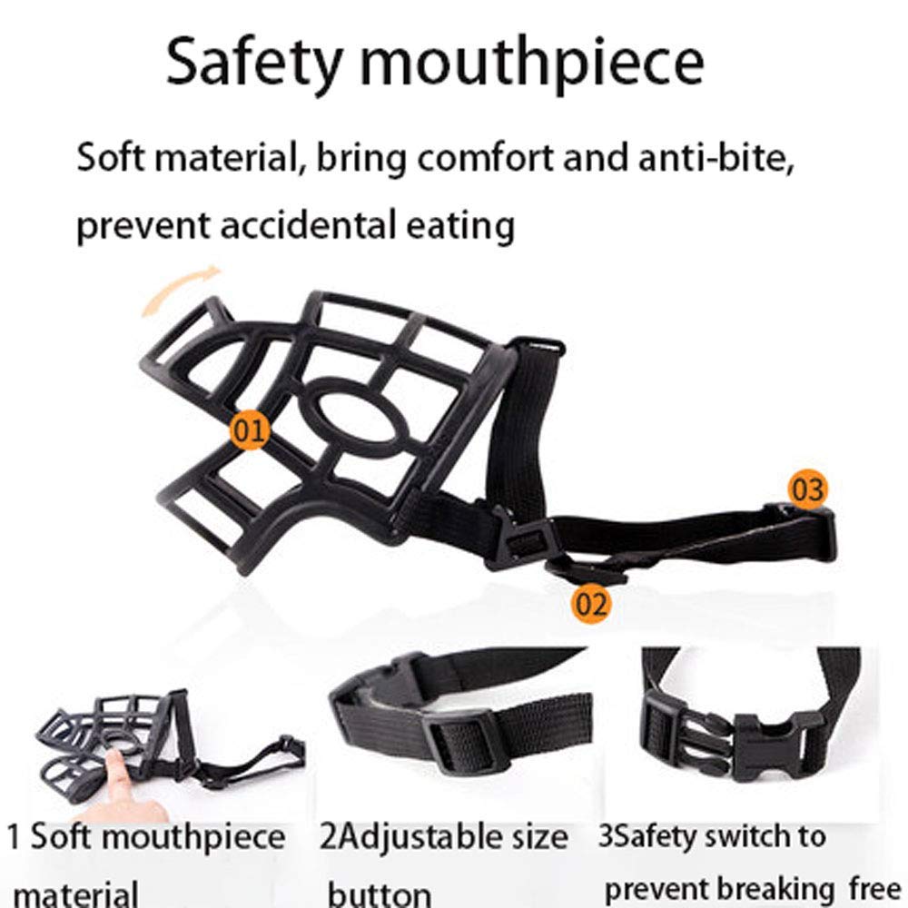 Bozal para Perros, Bozal for Perro Suave y Transpirable con tamaño de Hebilla Ajustable: Protector bucal definitivo for controlar mordeduras, Comidas ladridos
