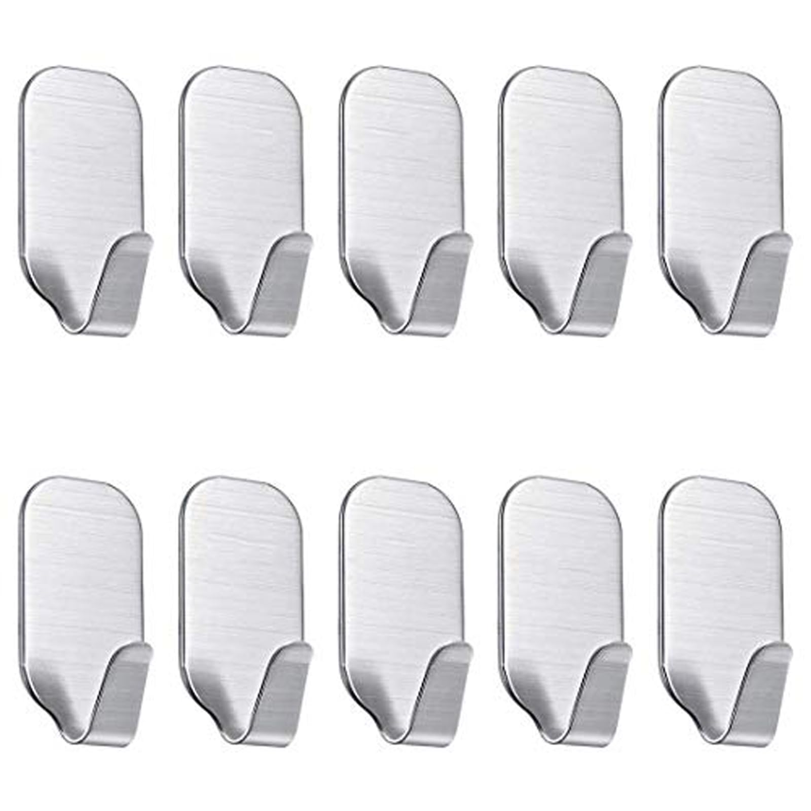 MNODWLOF Adhesive Heavy Duty Wall Hooks Stainless Steel Ultra Strong, No Drill Waterproof Hanger for Robe, Coat, Keys, Bags, Home Kitchen, Bathroom And Bedroom (pack of 10)