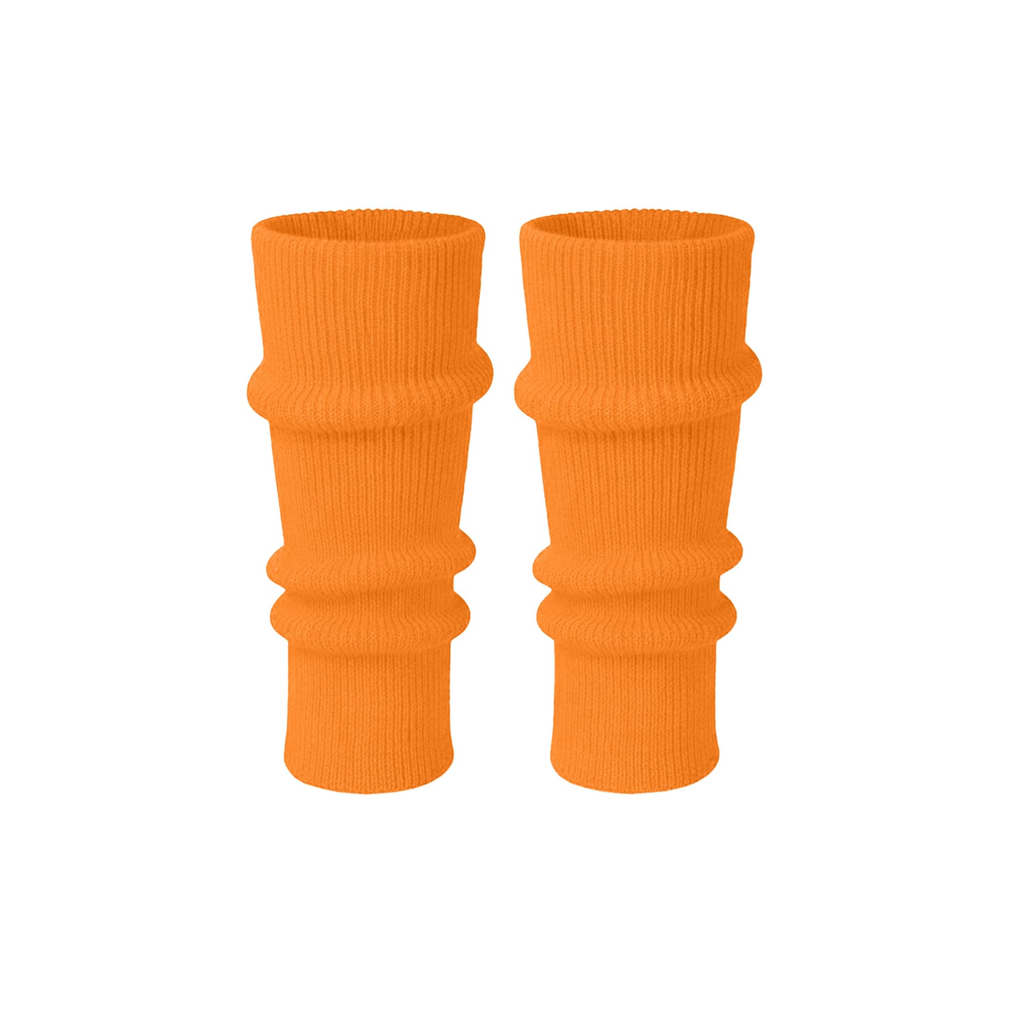 Makii Women's Orange Extra Soft Knee Warmers - Knitted Stylish 80S Dance Party Ribbed Neon Leg Warmers For Winter Uk (Orange)