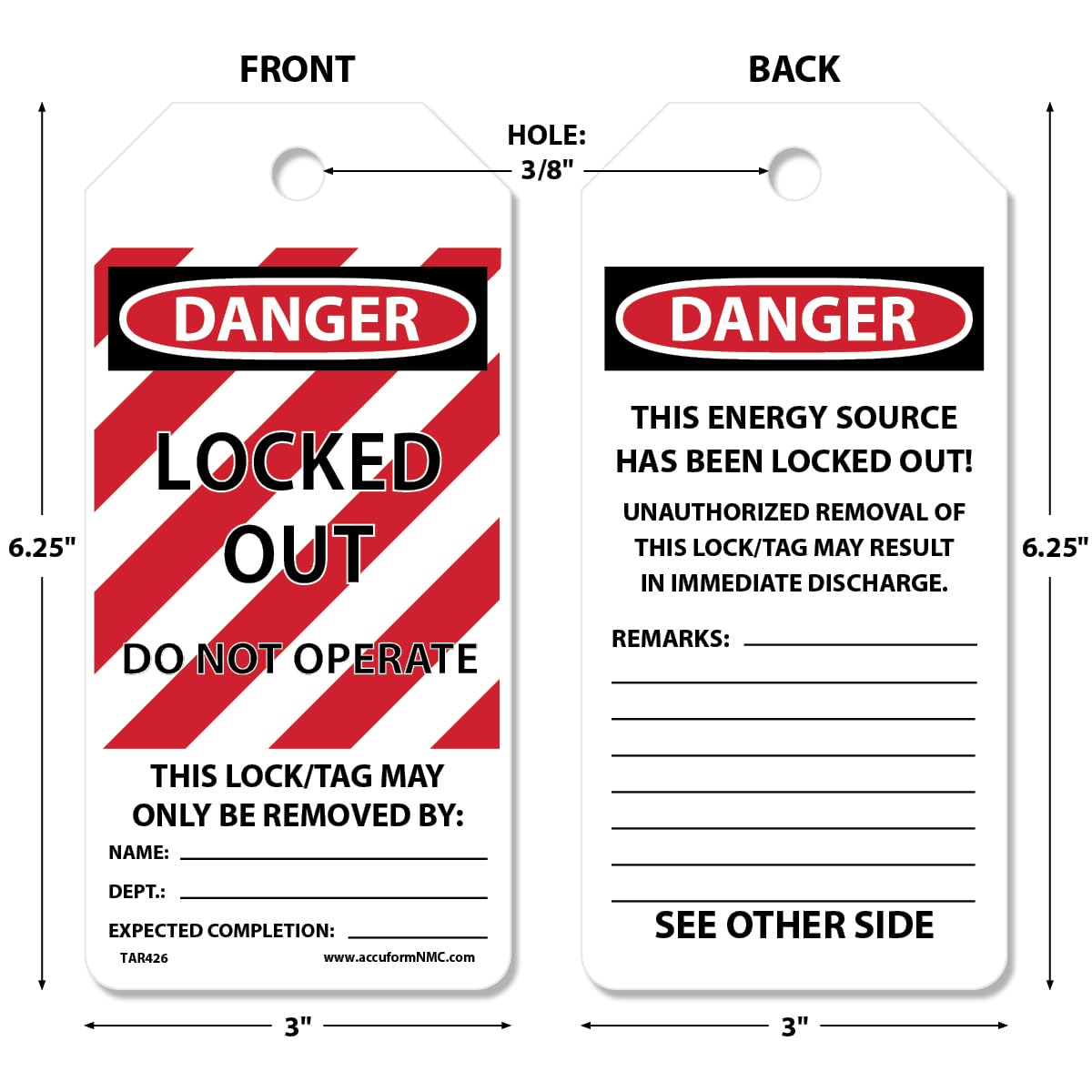 Lockout Tags - DANGER Locked Out DO NOT Operate -2