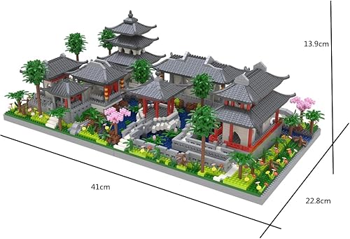 Miniatura 8 de Kadablk Arquitectura estilo chino de jardín de Suzhou (juego 3# patio trasero), micro bloque, clásico famoso juego de bloques de construcción,