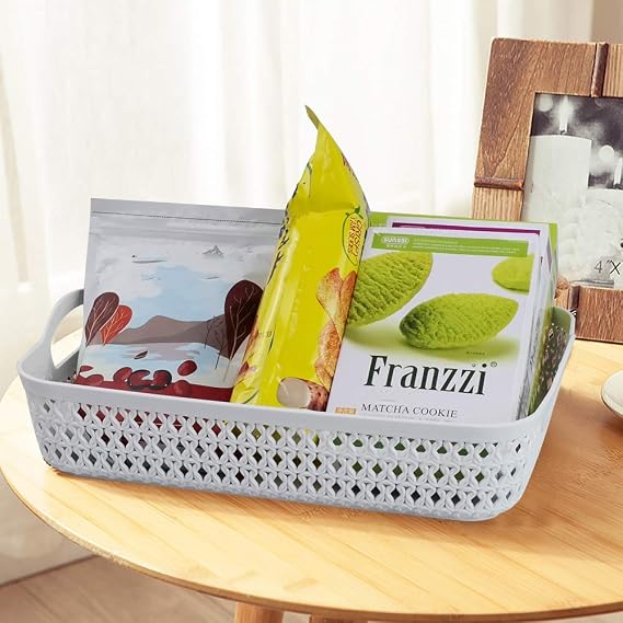 A4 Paper Tray, Plastic Storage Basket Trays, White, Set of 6