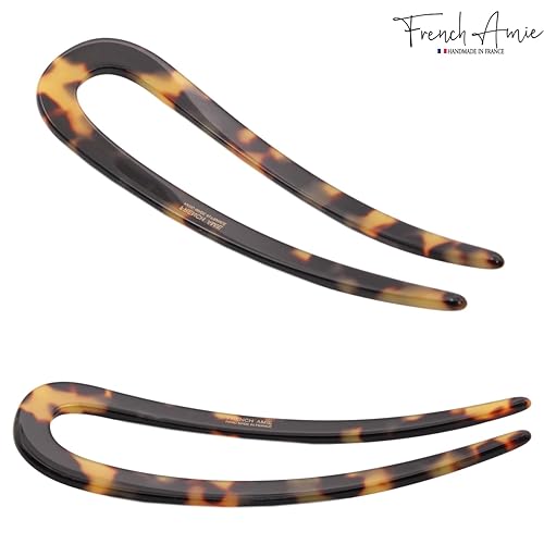 Miniatura 8 de French Amie Slick Ivory - Pin de pelo hecho a mano con acetato de celulosa en U (marfil)