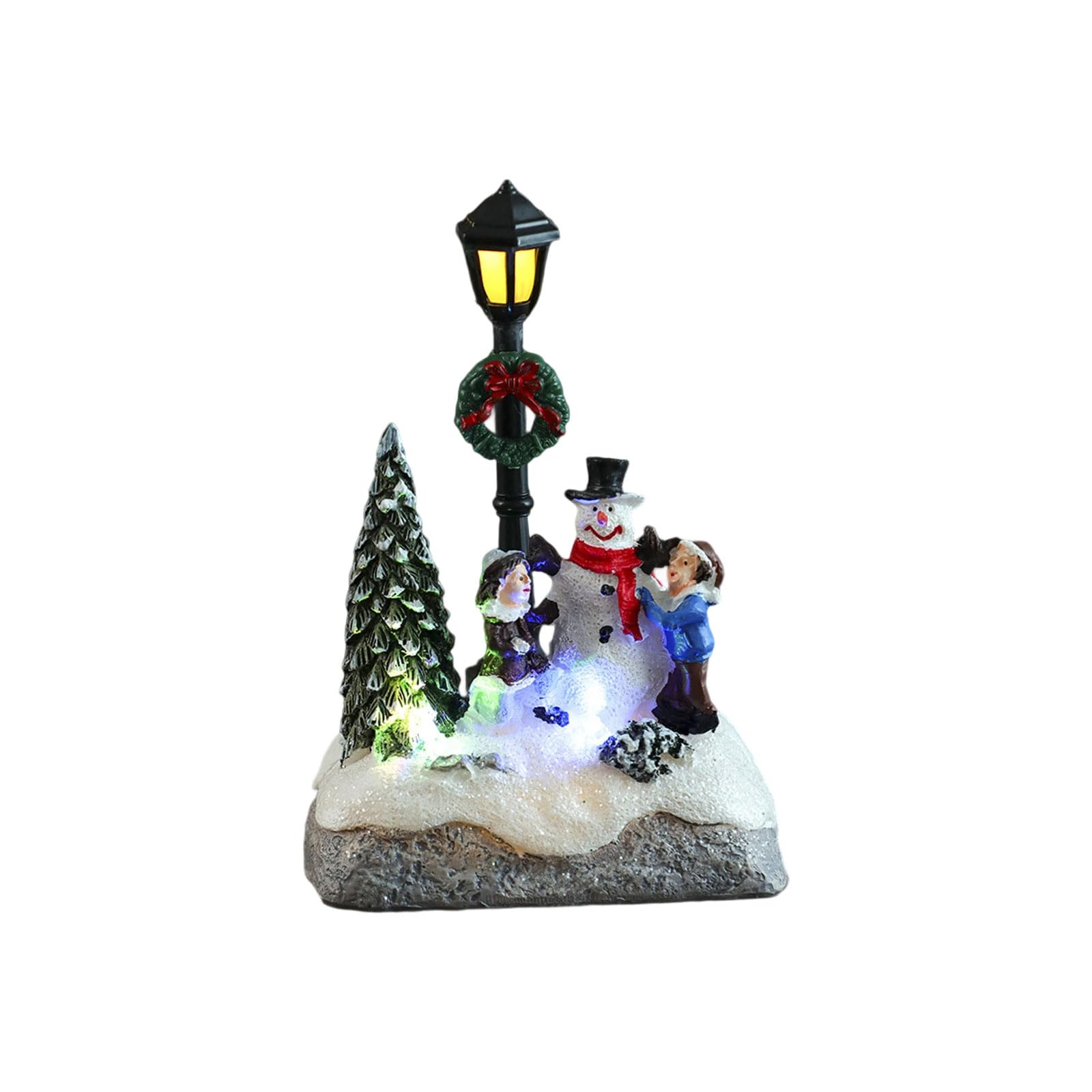 Tsophreniq Miniature Christmas Resin Figurine Glowing Table Decoration with LED Light for Holiday Party Centerpieces Glowing Resin Figurine