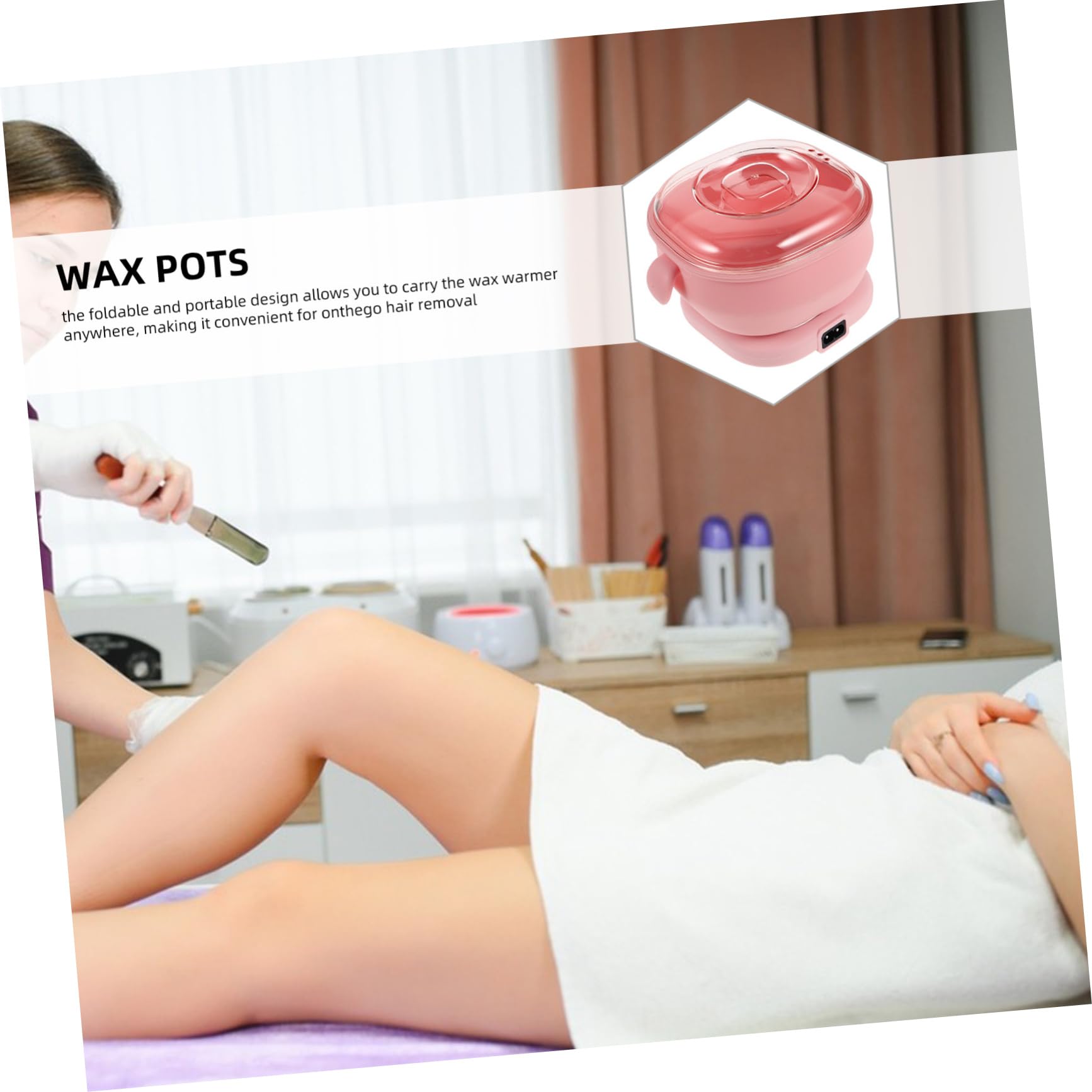 PACKOVE Scaldacera per Ceretta Portatile in Silicone Rosa Pieghevole, Facile da Pulire, Adatto per Gambe e Ascelle, Uso Domestico e Salone di Bellezza
