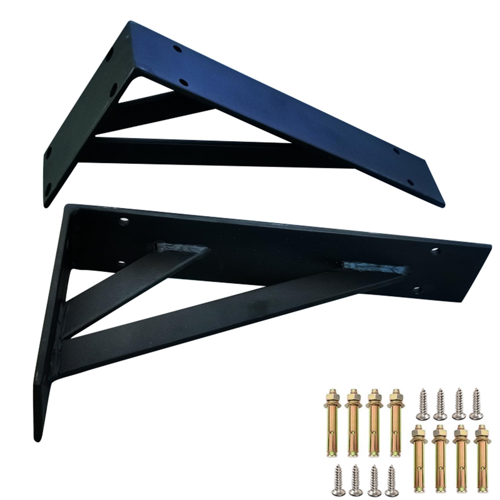 2 Stück Regalhalterungen,Schwimmenden Regalträger,Metall Schwerlast Konsole Wandwinkel,Dreieck Wandhalterungen Regalwinkel für Lagerregal,Bücherregal,mit Schrauben (70cm,Schwarz)