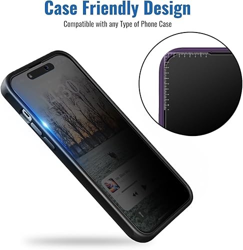 Miniatura 8 de NEEPART Paquete de 3 + 2 protectores de pantalla para iPhone 15 Pro Max 6.7 pulgadas, paquete de 3 protectores de pantalla de privacidad + 2