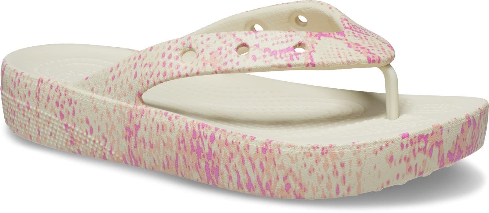 Crocs Women's Classic Platform Snake Print Flip, Bone/Multi, 7 UK Women