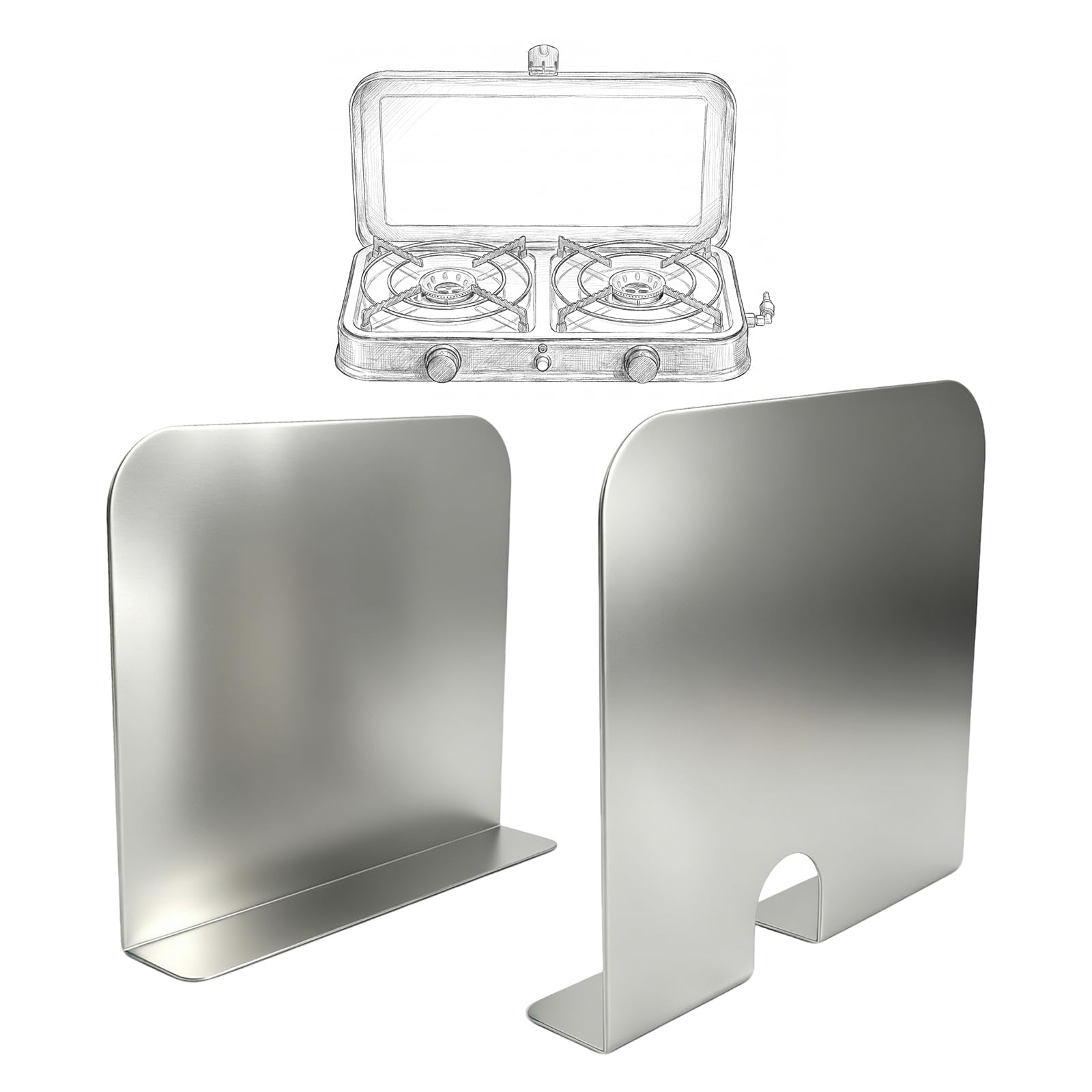 Windschutz Seiten für Cadac 2 Cook 2 Pro & 3 Pro, Campingkocher, Windschutzscheibe, Aluminiumplatten für 2 Cook 2 Pro Deluxe/3 Pro Deluxe, Outdoor-Kochzubehör