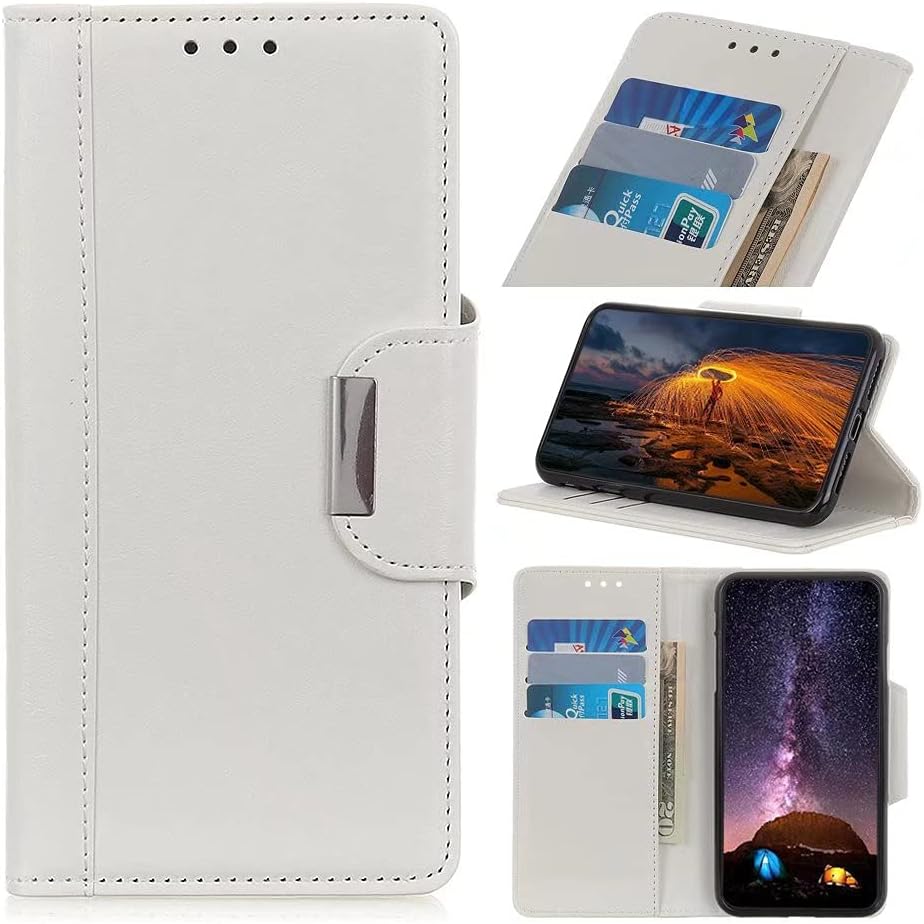 FTRONGRT Cover Compatible for Oppo Find X5 Pro Case, Flip Cover with Card Slot, Bracket, Wallet, Magnetic PU Leather Wallet Case for Oppo Find X5 Pro. (White)