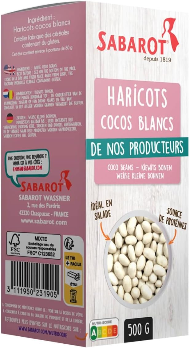 White Coco Beans (Haricots Cocos) - Dried - 1 x 17.5 oz (496 gr)