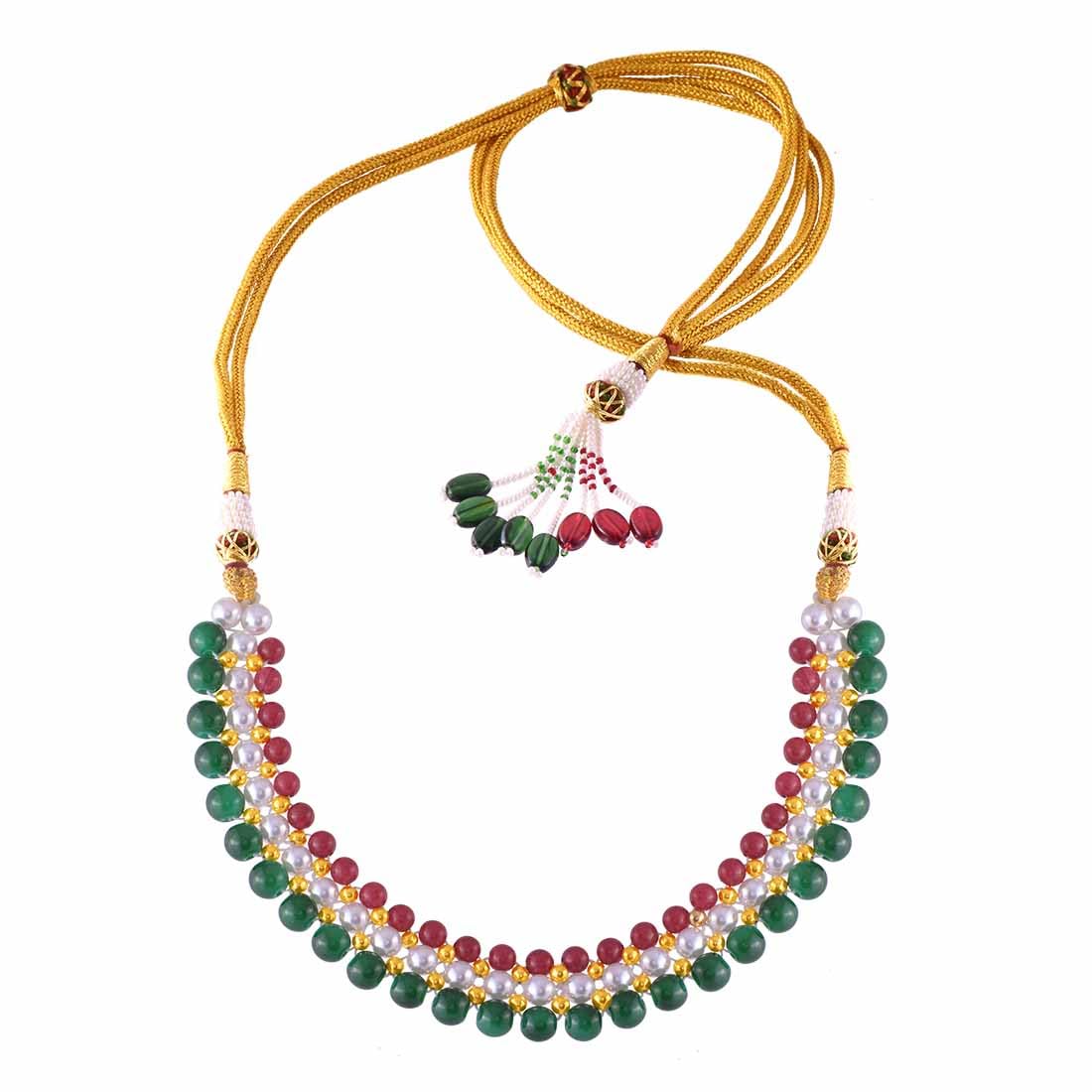 P.C Chandra Jewellers 22KT (916) Yellow Gold Intricate Pearl Tushi Necklace with Red & Green Beads - 0.67 Grams (B0CTTHM791) Amazon Price History, Amazon Price Tracker
