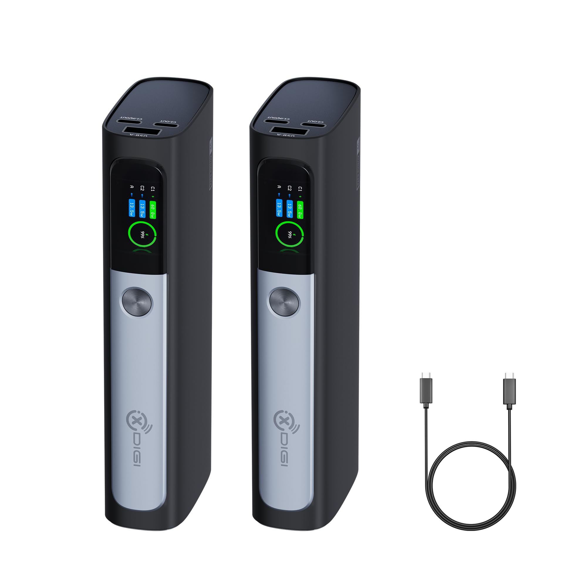 X DIGI Power Bank 2 Pack 20000mAh 130W Laptop Portable Charger 72Wh PD Fast Charging Battery Pack TFT