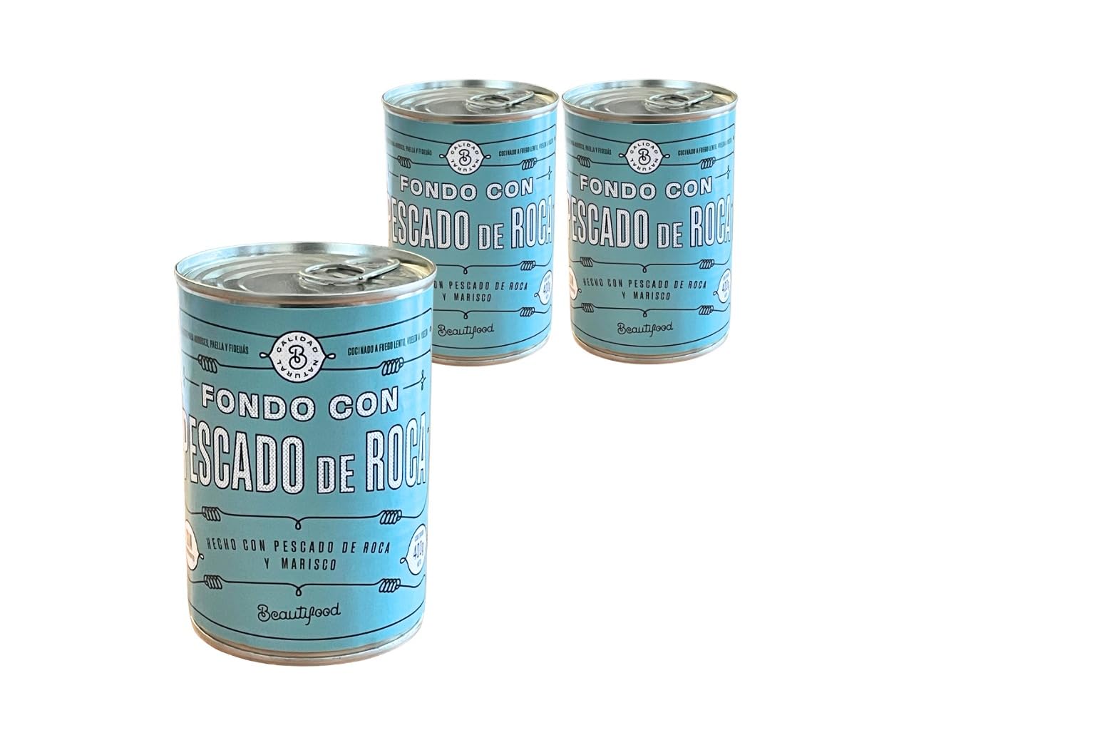 Beautifood – Fumet de Pescado de Roca Concentrado para Paella y Arroces | 100% Natural y sin Gluten | 4 Raciones por Lata (400gr) | 3 Unidades