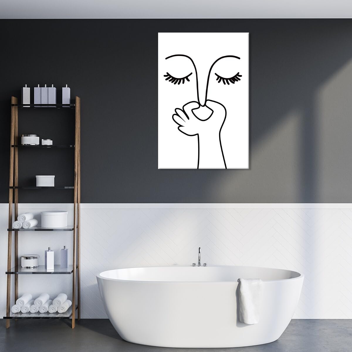 ARTINME Funny Bathroom Metal Wall Decor - Bad Smell Humorous Sign, 12 Inch Round Black & White Modern Bathroom Art - View #5