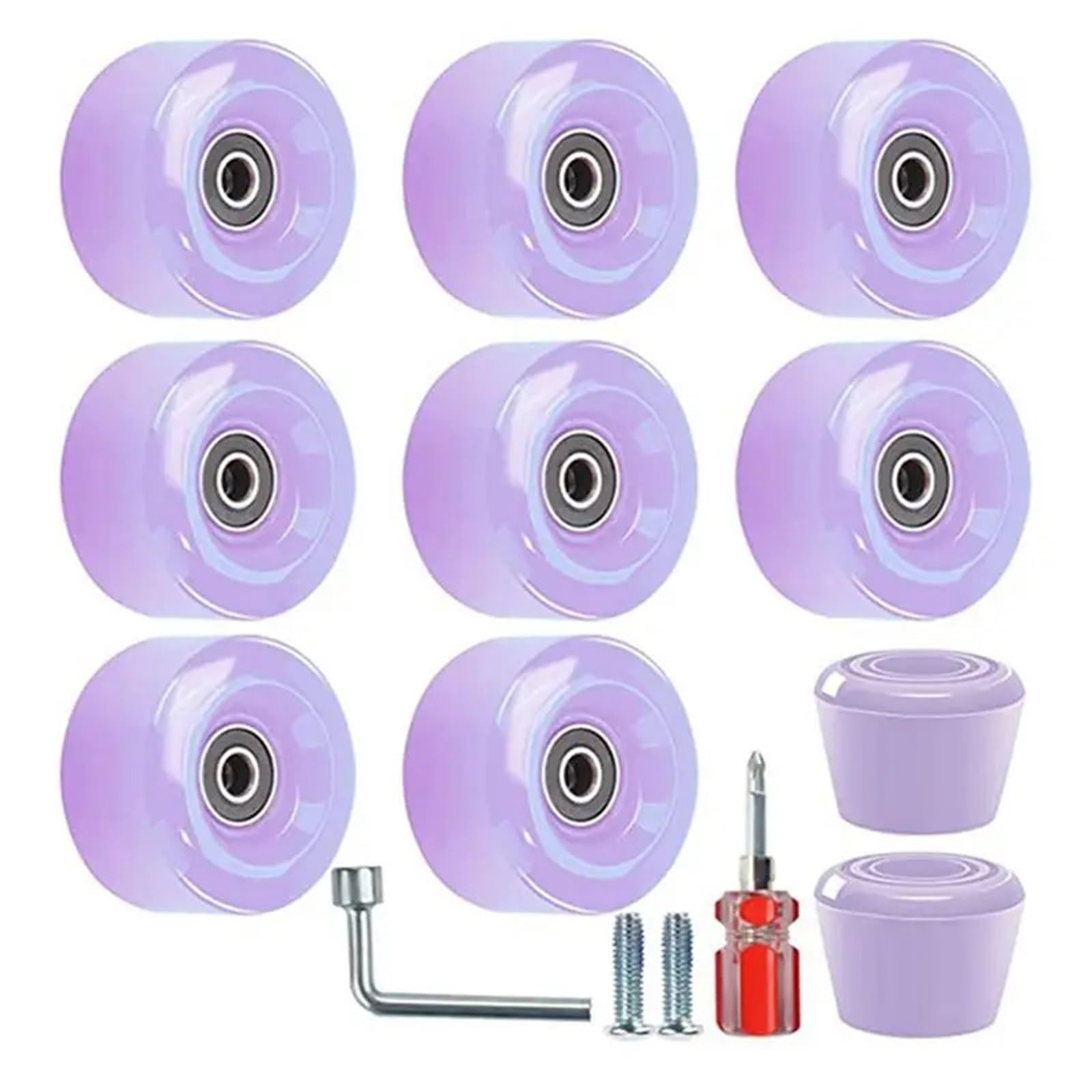 Roues de skateboard Longboard WW-Skate Roues de rechange 32 x 58 mm, 82A avec roulements, 2 bouchons d'orteils, pièces de rechange pour une utilisation en extérieur ou en intérieur