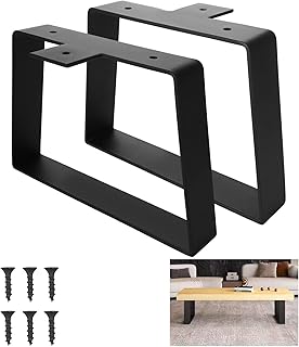 2 Pcs 6 Inch Metal Table Legs, Black Furniture Legs, Trapezoid Table Legs, Metal Bench Legs for DIY TV Cabinets, Bench, Bedside Tables, Shoe Changing Stools, Cabinets(Black)