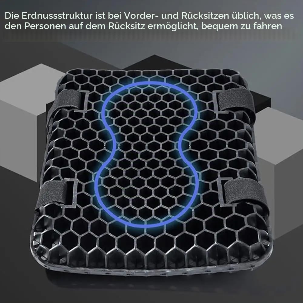 NEWFUN Motorrad Sitzkissen,Gelkissen Motorrad,Motorrad Faltbares Sitzkissen Stoßdämpfend,Universelles Atmungsaktives Moto Sitzkissen, Mit Innovativer Gelkissen Stoßdämpfung Sitzschutz Bequem für Lange