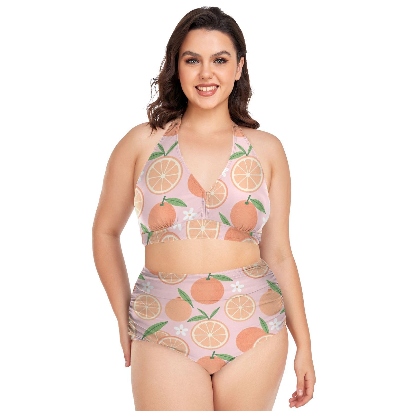Bikini grande taille réglable fini les complexes grâce à la taille haute fruitée - 7