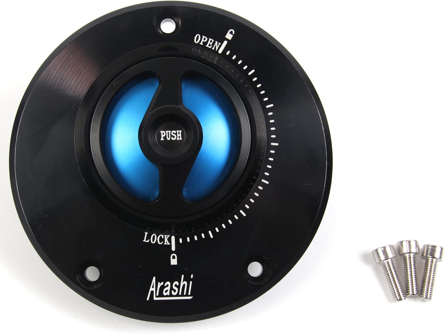 CNC Keyless Fuel Tank Gas Cap Cover for Kawasaki Ninja 400R, Ninja 650R ER6F ER6N, Vulcan 650 S, Z125, Z650, Z750, Z750R, Z750S, Z800, Z900, Z1000, Z1000SX Ninja 1000 Tourer Blue