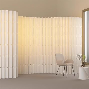 Paper Room Divider with LED Light, Foldable Partitions and Dividers Freestanding, Portable Room Divider, Length 59-197in, Height 63-94in, for Home Office(500x43x180cm/197x17x71in)