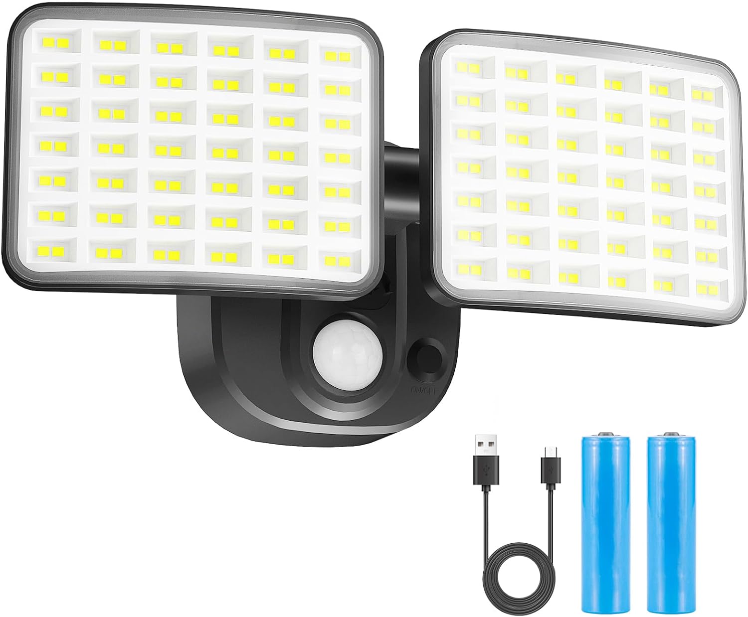 Rechargeable Battery Operated Motion Lights 2500LM & 4000LM Motion Sensor Security Lights(1-3 Months Endurance) USB Charging LED Flood Lights Outdoor for Garage Yard Entryways Patio Garden 1 Black