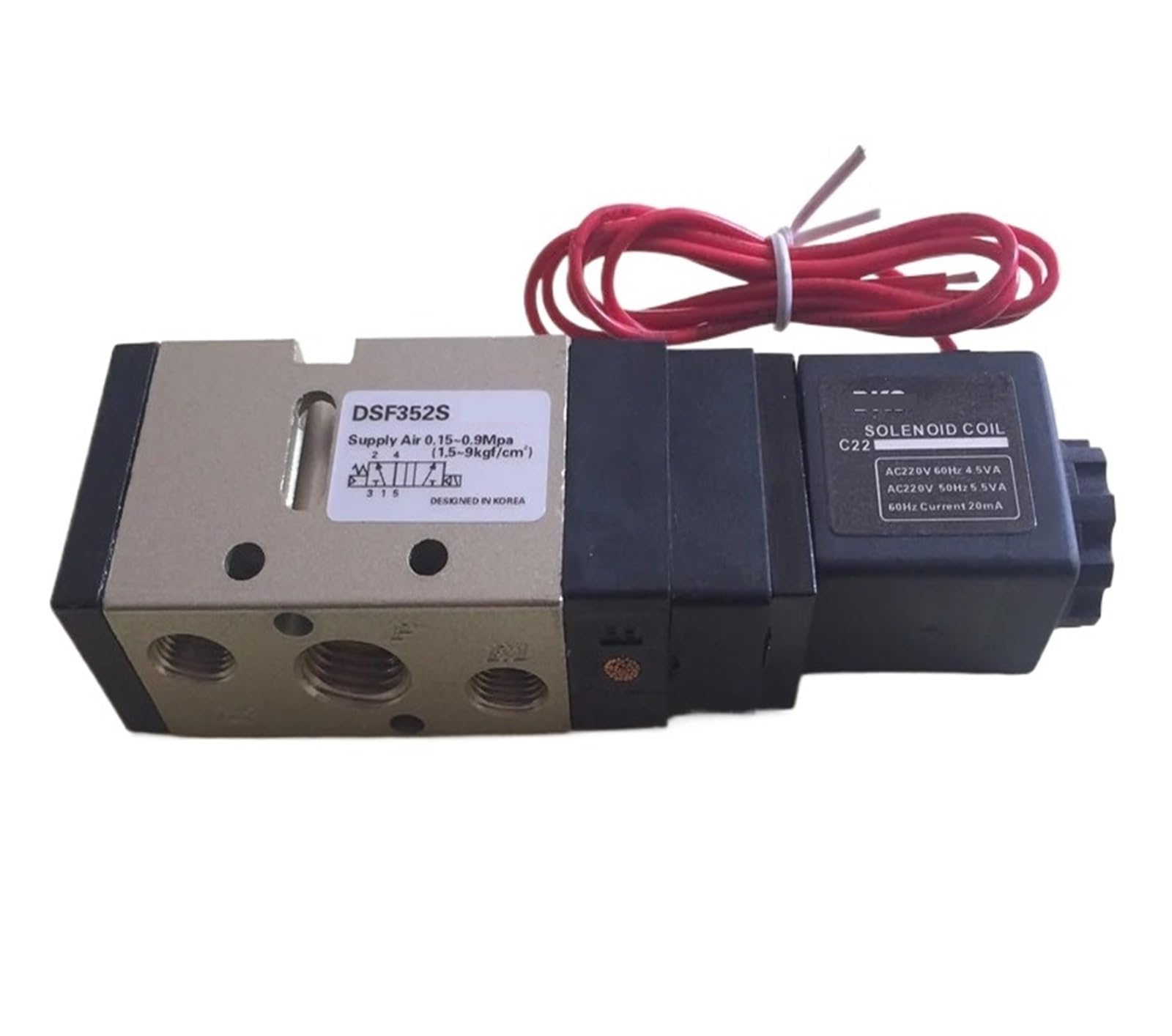 UWUKCJOKQ Solenoid Operated Pneumatic Directional Valve DSF352S DSF352D AC220V DC24V(DSF352S Coil-Type,24V)